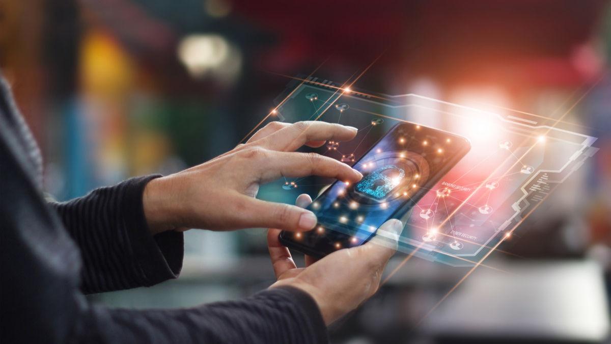 segurança, dispositivo, celular, smartphone