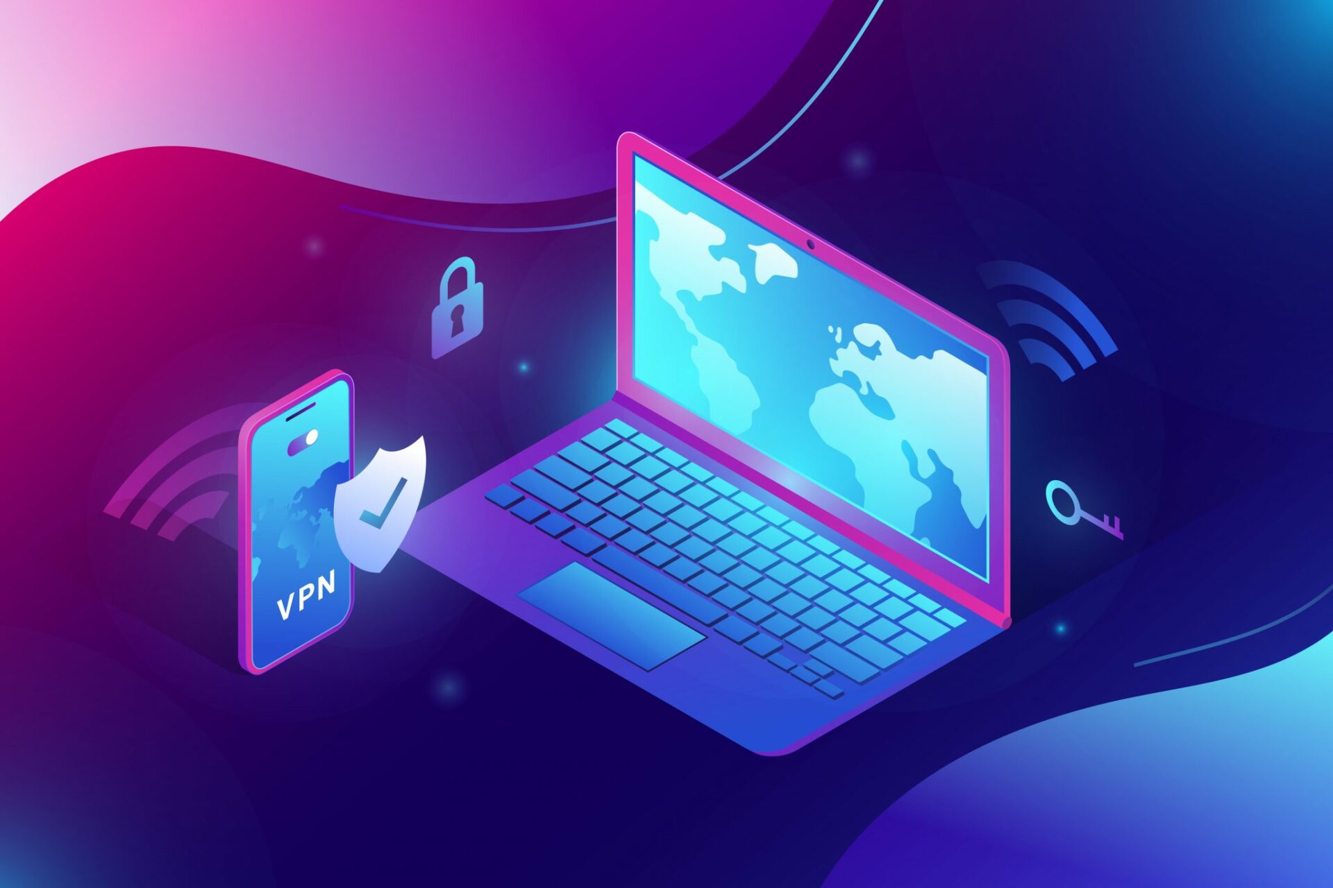 Trendy,Isometric,3d,Illustration,Of,Vpn,Security,Software,For,Computers