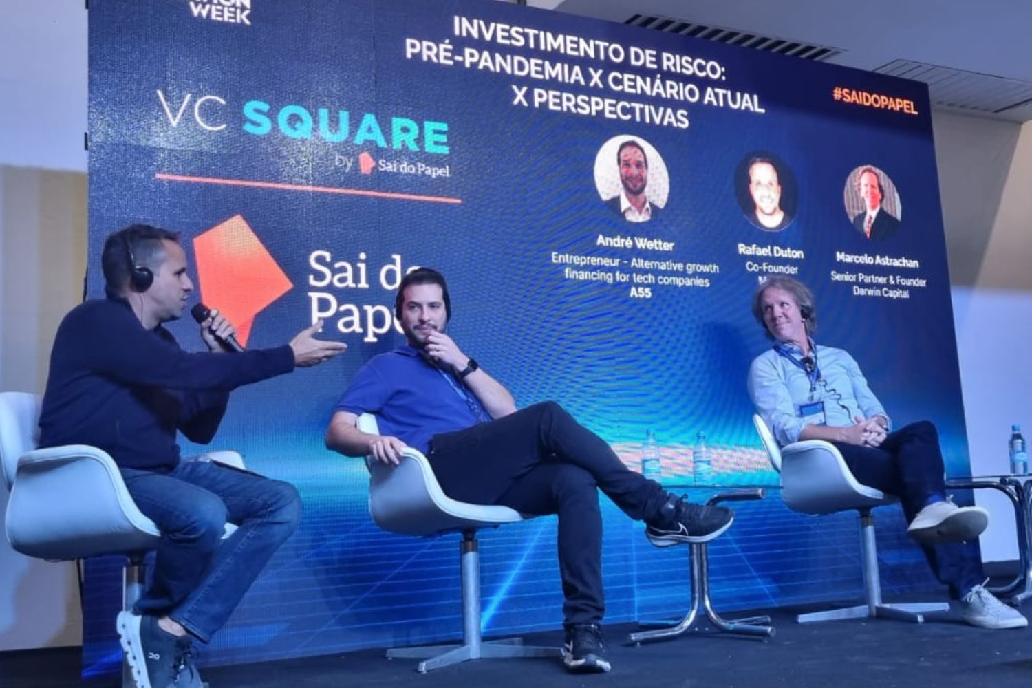 Rafael Duton, cofundador da Movile; André Wetter cofundador da A55; Marcelo Astrachan, sócio e fundador da Darwin Capital