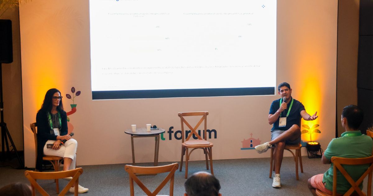 Cesar Augusto dos Santos, CIO da Claro e Gisely Marques, CIO América Latina da Veolia Water Technologies & Solutions falam sobre IA