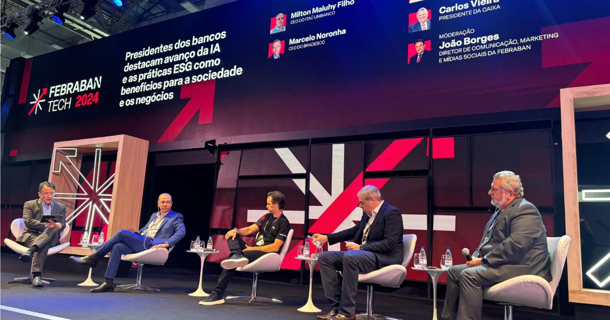 Marcelo Noronha, do Bradesco; Mario Leão, do Santander Brasil; Milton Maluhy Filho, presidente do Itaú Unibanco; e Carlos Vieira, presidente da Caixa. Foto: Déborah Oliveira