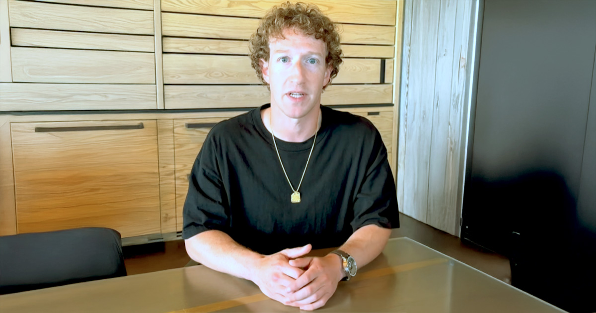 Mark Zuckerberg, CEO da Meta, durante anúncio de medidas como o fim da moderação de conteúdo em suas redes (meta, rede social)