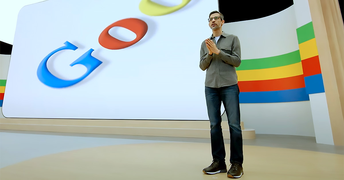 Sundar Pichai, CEO do Google, fala durante a conferência Google I/O 2024, realizada em 14 de maio do ano passado - Foto: reprodução