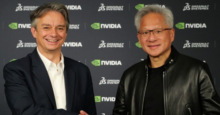 Pascal Daloz e Jensen Huang (infraestrutura, IA)